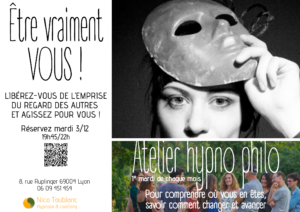 Affiche de l'atelier Hypno Philo : être vraiment vous ! du mardi 3 décembre 2024